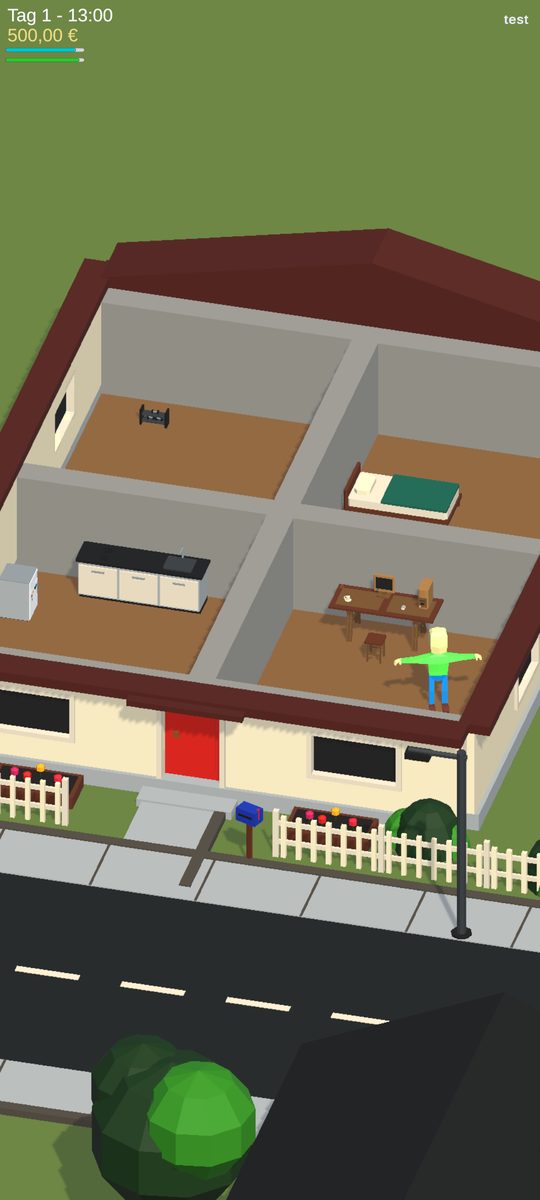 Erster Start von RiverTycoon auf einem Android-Telefon im Hochformat